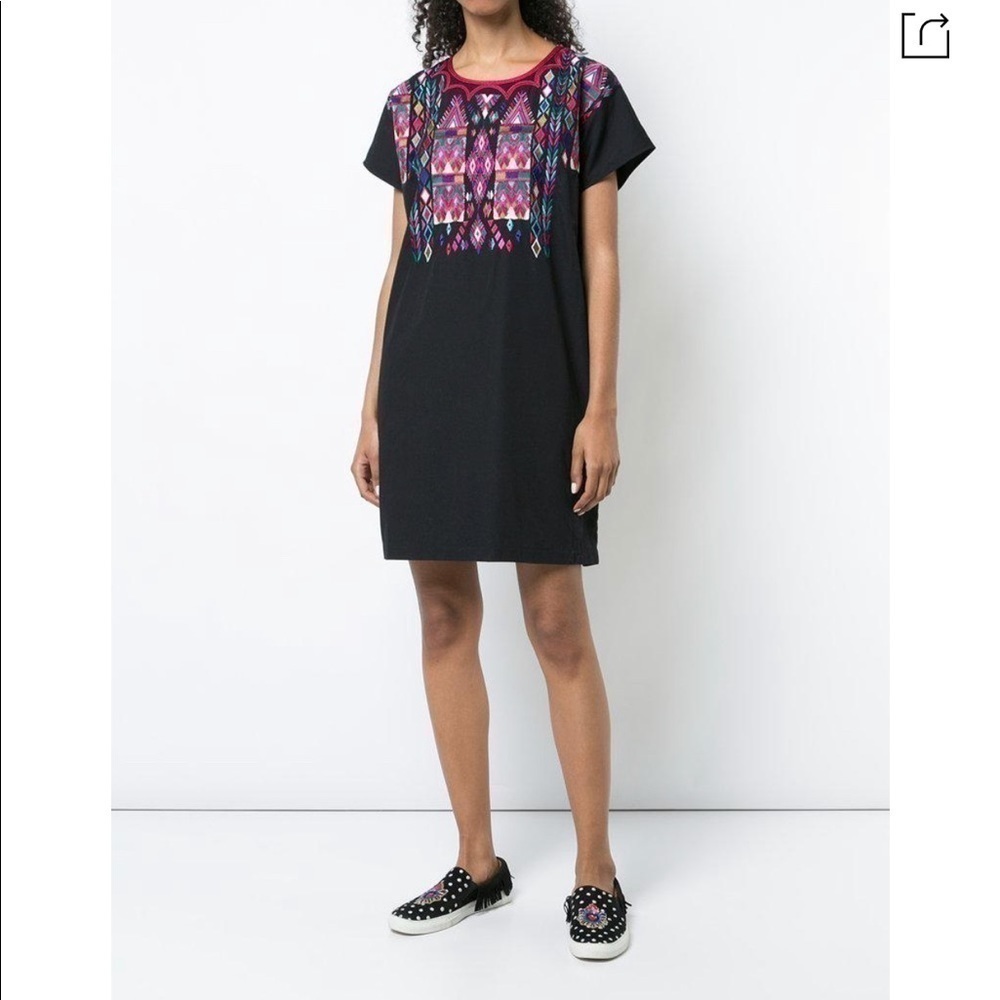 FIGUE Tia embroidered t-shirt dress in onyx black small - Picture 5 of 8
